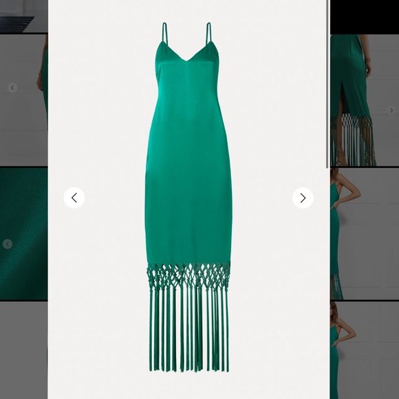 Rachel Zoe Chantelle Fringe Maxi Gown Emerald Vogue Dress! Super Hot! MP $495 - Picture 5 of 10